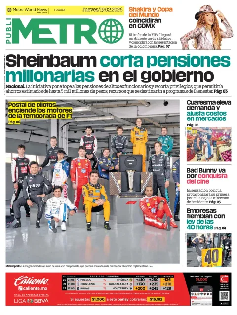 Portada de Publimetro Merida del jueves, 19 de febrero de 2026