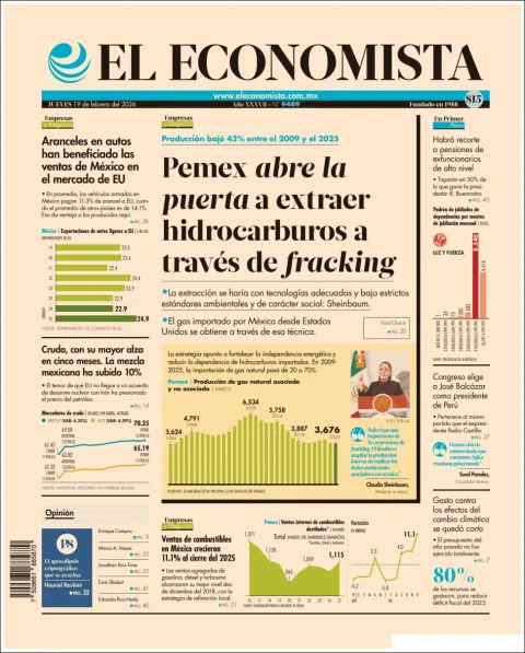 Portada de El Economista del jueves, 19 de febrero de 2026
