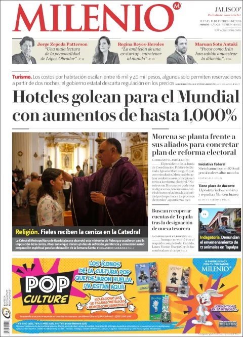 Portada de Milenio Jalisco del jueves, 19 de febrero de 2026