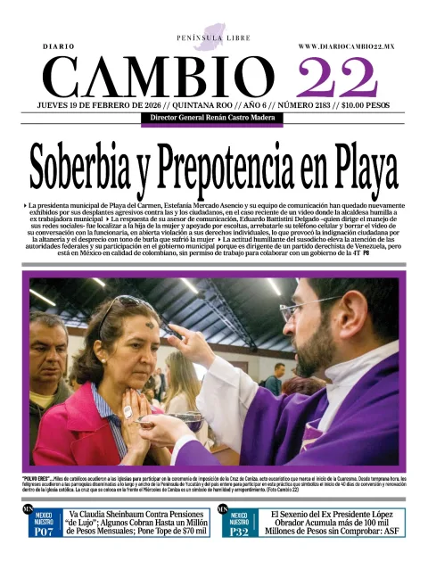 Portada de Diario Cambio 22 (portada) del jueves, 19 de febrero de 2026