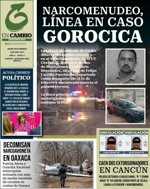 Portada de En Cambio - Quintana Roo (contraportada) del jueves, 19 de febrero de 2026