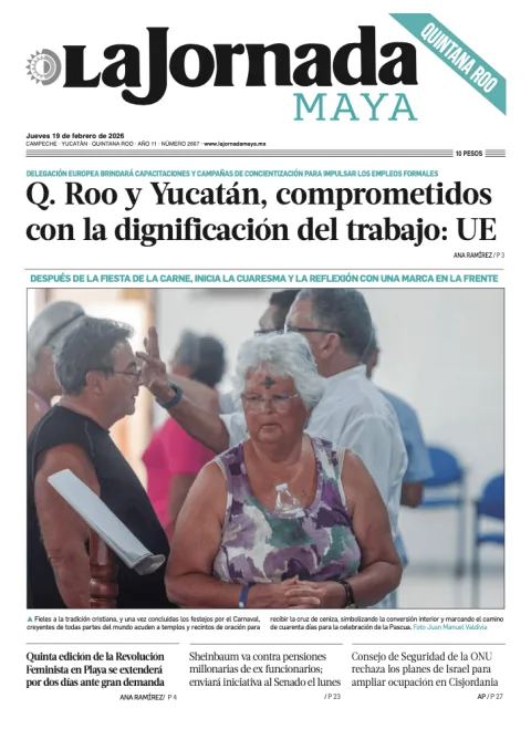 Portada de La Jornada Maya Quintana Roo del jueves, 19 de febrero de 2026