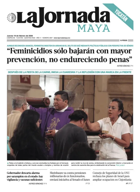 Portada de La Jornada Maya Yucatán del jueves, 19 de febrero de 2026