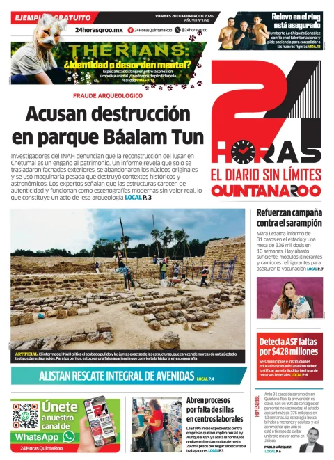 Portada de 24 Horas Quintana Roo