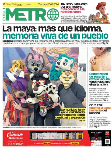 Portada de Publimetro Merida del viernes, 20 de febrero de 2026