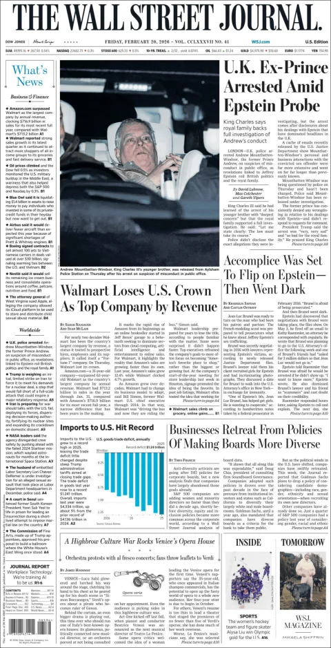 Portada de The Wall Street Journal