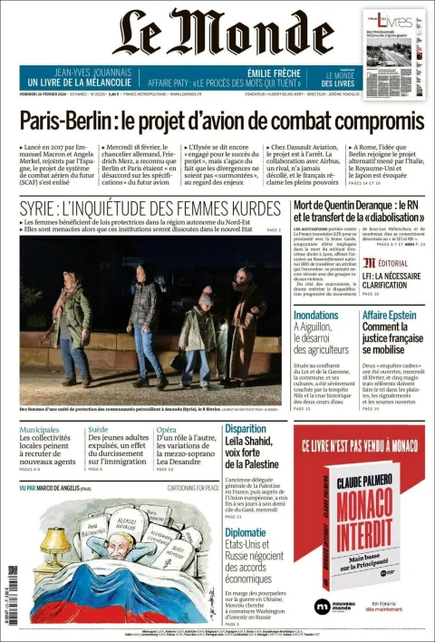 Portada de Le Monde del viernes, 20 de febrero de 2026