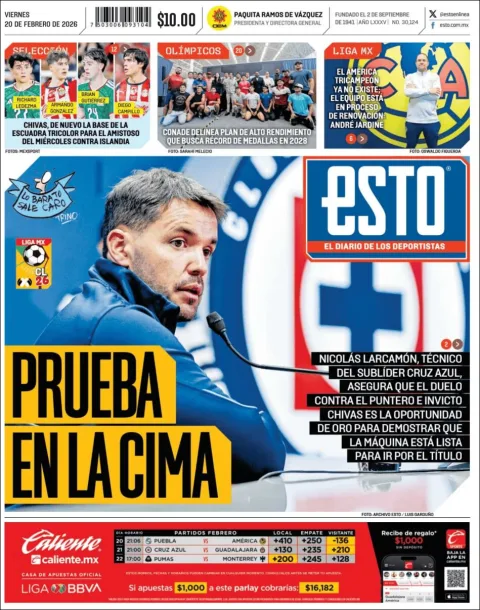 Portada de Esto del viernes, 20 de febrero de 2026