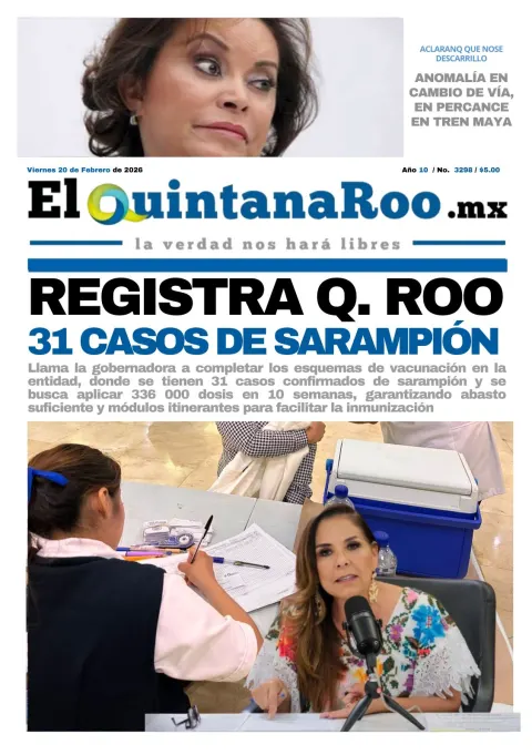 Portada de El Quintana Roo (portada) del 2026-02-20