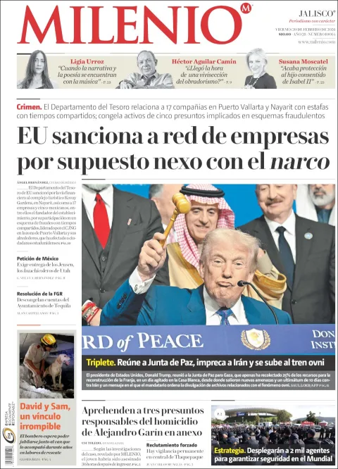 Portada de Milenio Jalisco del viernes, 20 de febrero de 2026