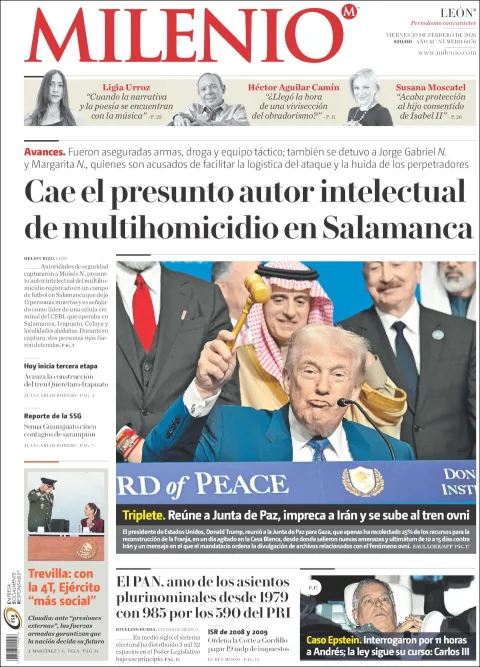 Portada de Milenio Leon del viernes, 20 de febrero de 2026