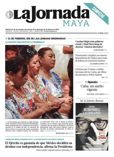 Portada de La Jornada Maya Campeche del viernes, 20 de febrero de 2026