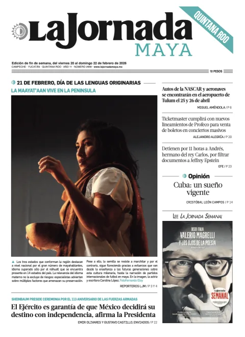 Portada de La Jornada Maya Quintana Roo del viernes, 20 de febrero de 2026