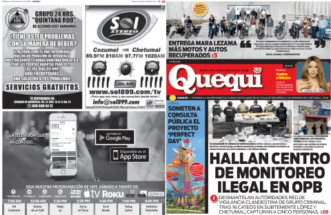 Portada de Quequi (contraportada) del sábado, 21 de febrero de 2026