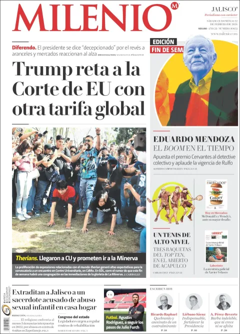 Portada de Milenio Jalisco del sábado, 21 de febrero de 2026
