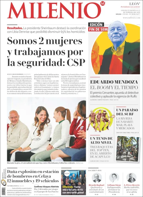 Portada de Milenio Leon del sábado, 21 de febrero de 2026