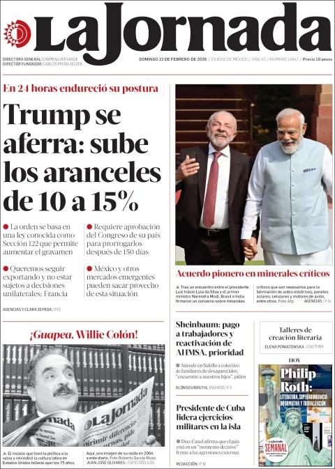 Portada de La Jornada