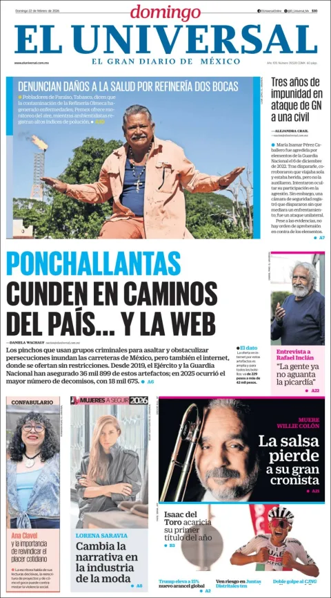 Portada de El Universal