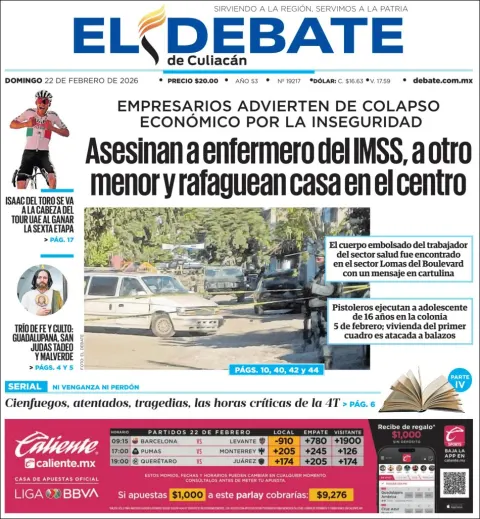 Portada de El Debate de Culiacan
