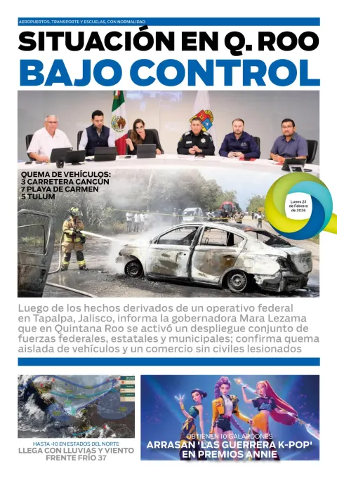 Portada de El Quintana Roo (contraportada) del lunes, 23 de febrero de 2026