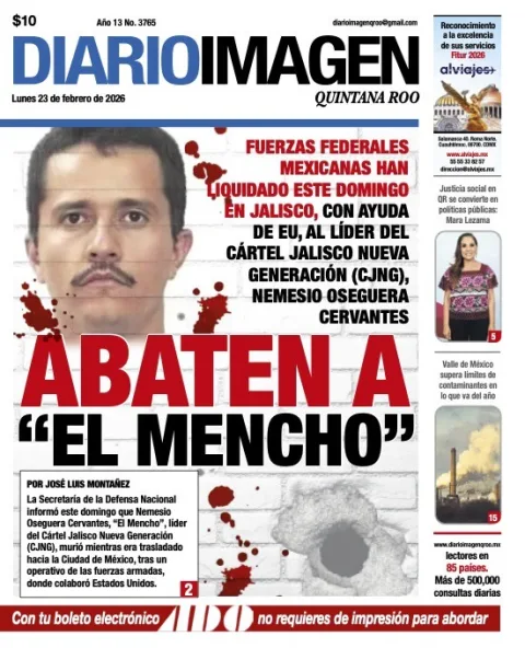 Portada de Diario Imagen Quintana Roo del lunes, 23 de febrero de 2026