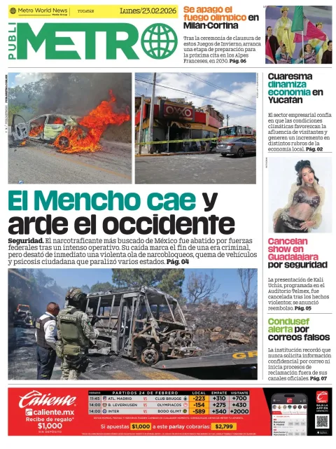 Portada de Publimetro Merida del lunes, 23 de febrero de 2026
