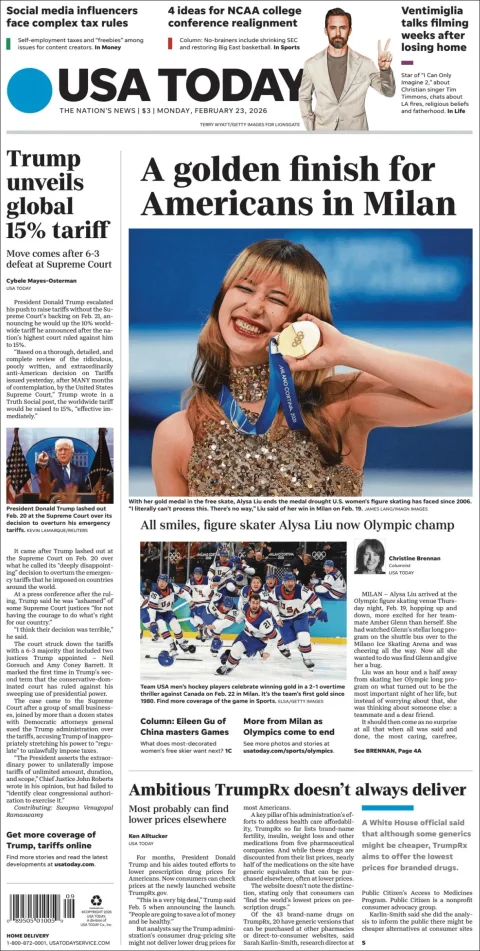 Portada de Usa Today