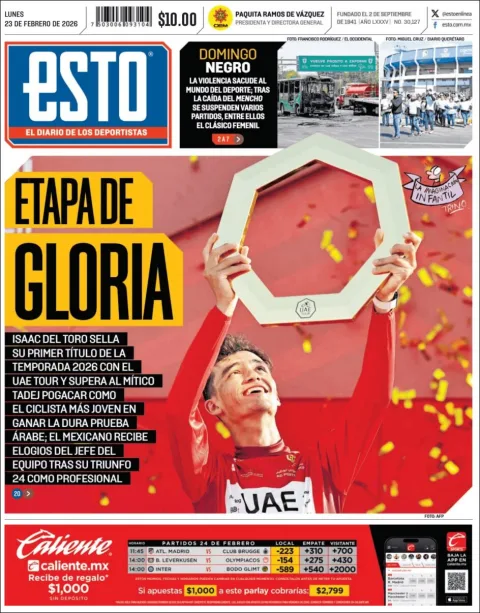 Portada de Esto del lunes, 23 de febrero de 2026