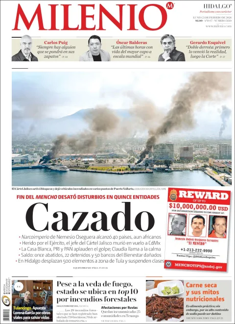 Portada de Milenio Hidalgo del lunes, 23 de febrero de 2026