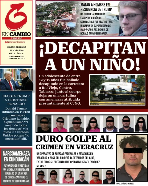 Portada de En Cambio - Tabasco (contraportada) del lunes, 23 de febrero de 2026