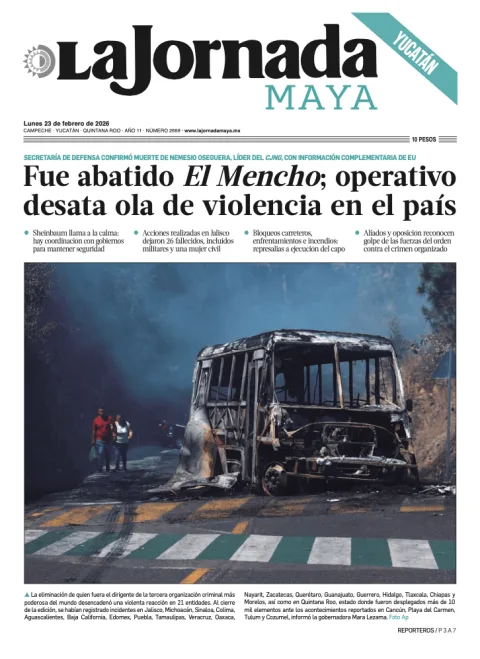 Portada de La Jornada Maya Yucatán del lunes, 23 de febrero de 2026