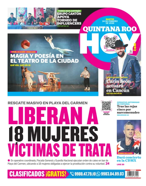 Portada de Quintana Roo Hoy (contraportada) del martes, 24 de febrero de 2026