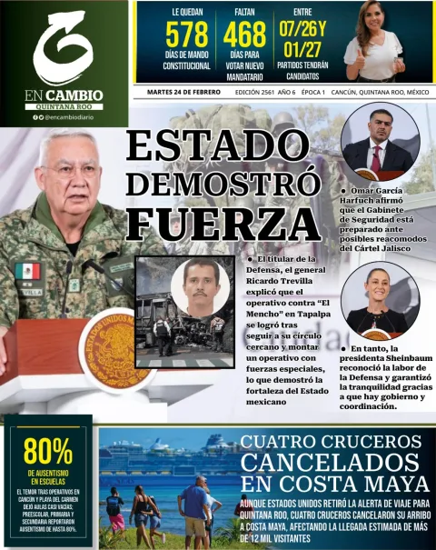 Portada de En Cambio - Quintana Roo (contraportada) del martes, 24 de febrero de 2026