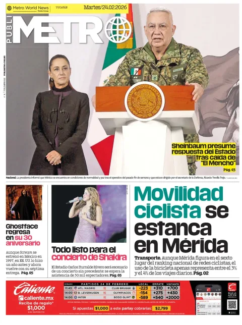 Portada de Publimetro Merida del martes, 24 de febrero de 2026