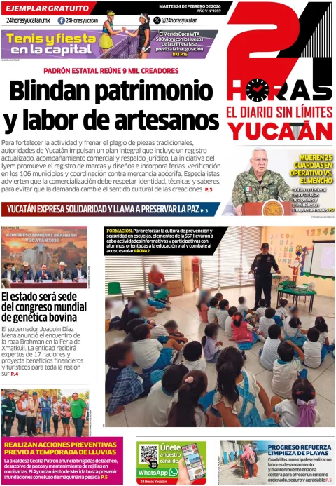 Portada de 24 Horas Yucatan del martes, 24 de febrero de 2026