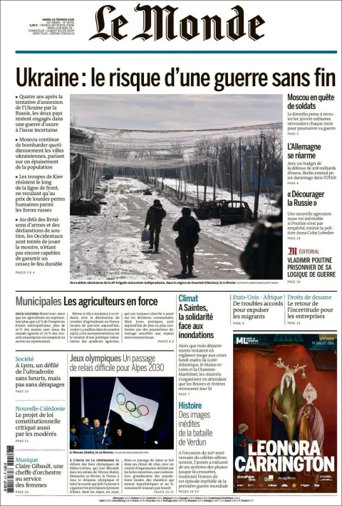 Portada de Le Monde del martes, 24 de febrero de 2026