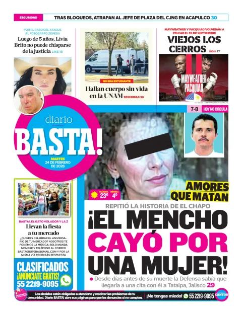 Portada de Basta! (contraportada) del martes, 24 de febrero de 2026