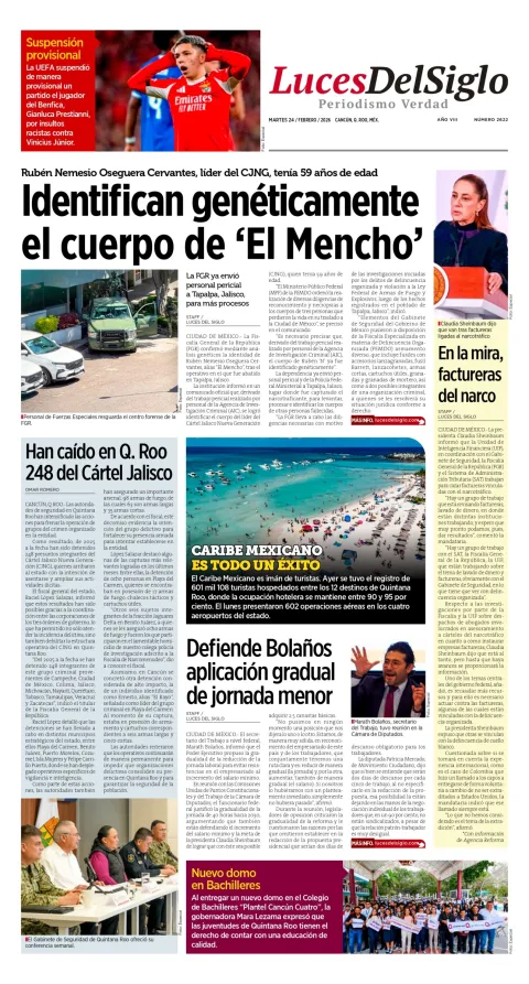 Portada de Luces del Siglo del martes, 24 de febrero de 2026