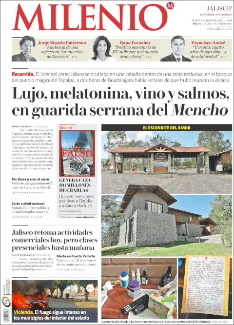 Portada de Milenio Jalisco del martes, 24 de febrero de 2026