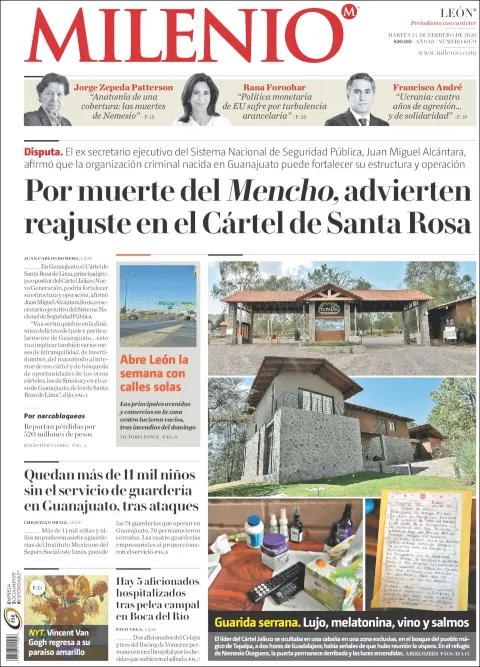 Portada de Milenio Leon del martes, 24 de febrero de 2026