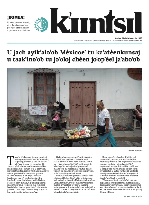 Portada de La Jornada - Kiintsil del martes, 24 de febrero de 2026