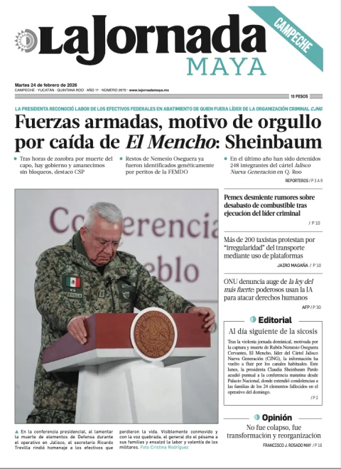 Portada de La Jornada Maya Campeche del martes, 24 de febrero de 2026