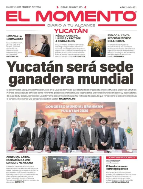 Portada de El Momento Yucatan del martes, 24 de febrero de 2026
