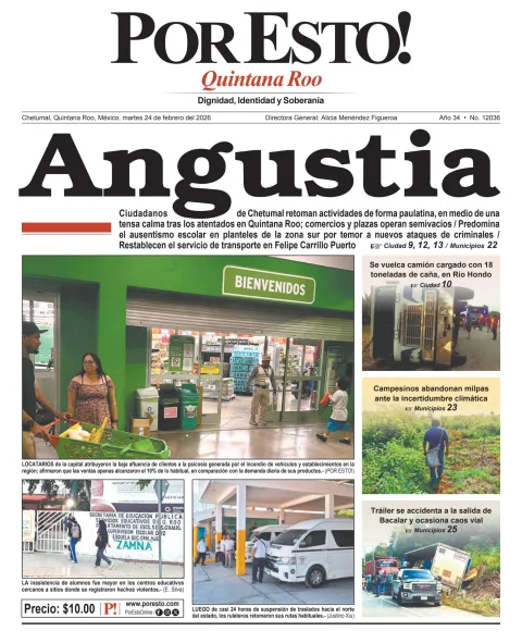 Portada de Por Esto (quintana Roo Chetumal) del martes, 24 de febrero de 2026