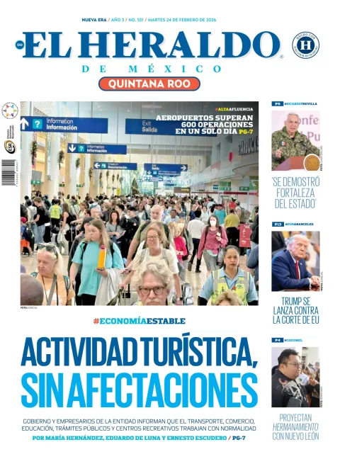 Portada de El Heraldo de Mexico - Quintana Roo del martes, 24 de febrero de 2026