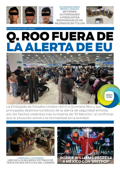 Portada de El Quintana Roo (contraportada) del martes, 24 de febrero de 2026