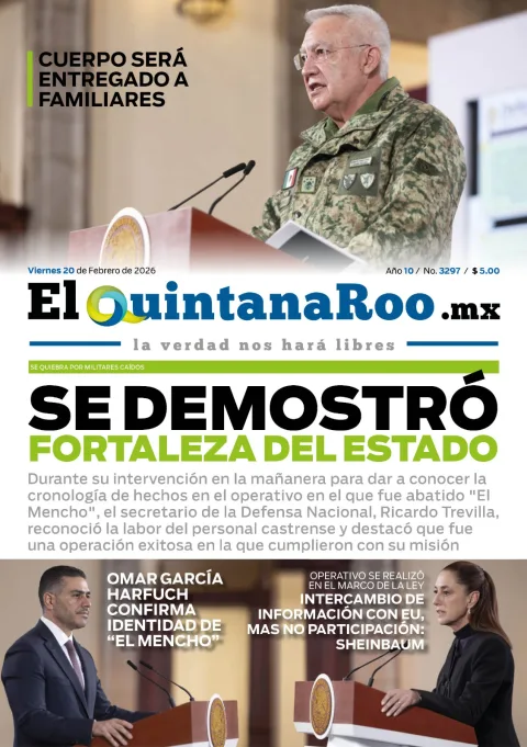 Portada de El Quintana Roo (portada) del viernes, 20 de febrero de 2026
