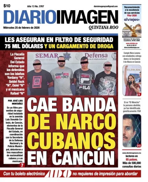 Portada de Diario Imagen Quintana Roo del miércoles, 25 de febrero de 2026