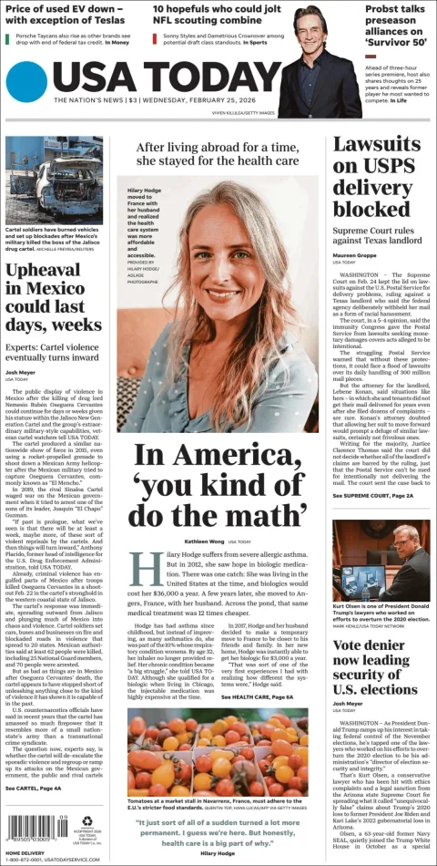 Portada de Usa Today