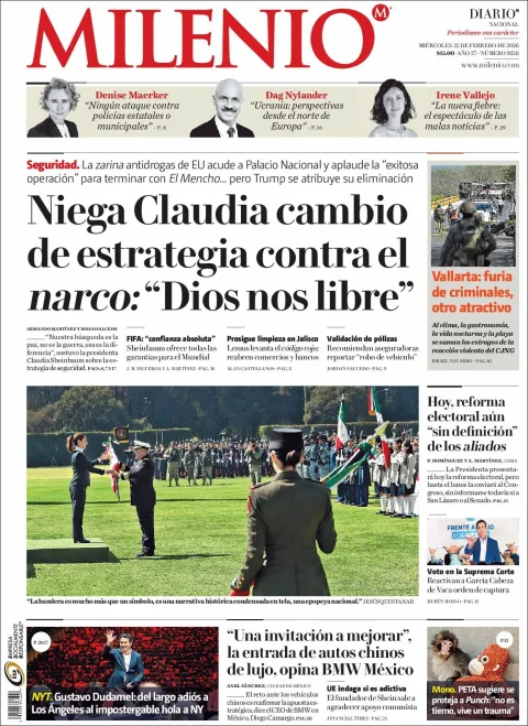 Portada de Milenio del miércoles, 25 de febrero de 2026